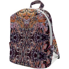 Ochre On Pink Arabesque Zip Up Backpack by kaleidomarblingart