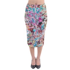 Pink Petals Blend Velvet Midi Pencil Skirt by kaleidomarblingart