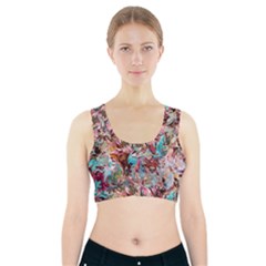 Pink Petals Blend Sports Bra With Pocket by kaleidomarblingart