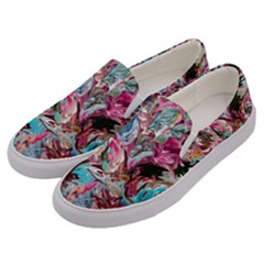 Pink Petals Blend Men s Canvas Slip Ons by kaleidomarblingart