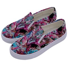 Pink Petals Blend Kids  Canvas Slip Ons by kaleidomarblingart