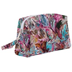 Pink Petals Blend Wristlet Pouch Bag (large) by kaleidomarblingart