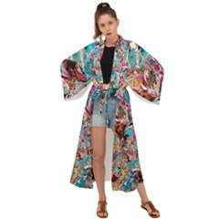 Pink Petals Blend Maxi Kimono by kaleidomarblingart