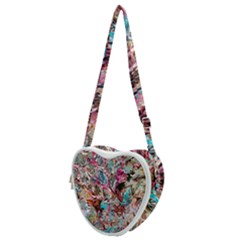 Pink Petals Blend Heart Shoulder Bag by kaleidomarblingart