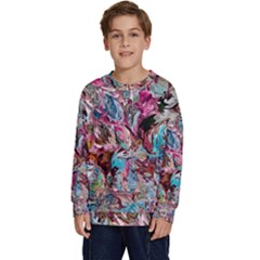 Pink Petals Blend Kids  Crewneck Sweatshirt by kaleidomarblingart