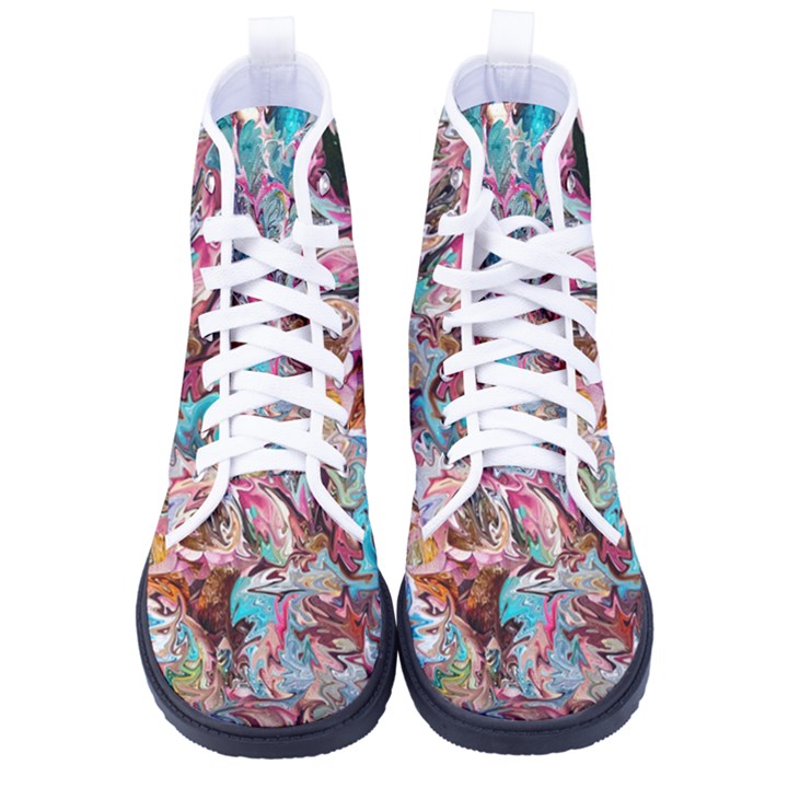 Pink Petals Blend Kid s High-Top Canvas Sneakers