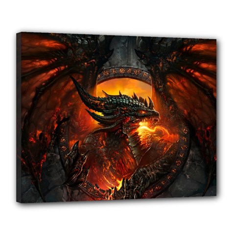 Dragon Art Fire Digital Fantasy Canvas 20  X 16  (stretched) by Bedest