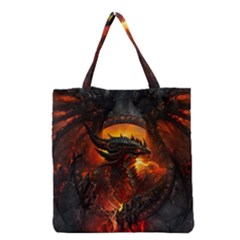 Dragon Art Fire Digital Fantasy Grocery Tote Bag by Bedest