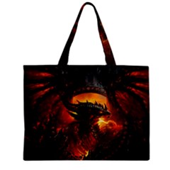 Dragon Art Fire Digital Fantasy Zipper Mini Tote Bag by Bedest