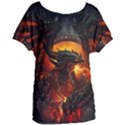 Dragon Art Fire Digital Fantasy Women s Oversized T-Shirt View1