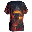 Dragon Art Fire Digital Fantasy Women s Oversized T-Shirt View2