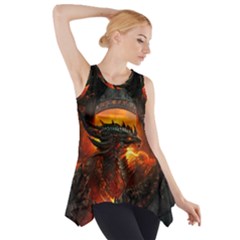 Dragon Art Fire Digital Fantasy Side Drop Tank Tunic by Bedest