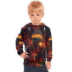 Dragon Art Fire Digital Fantasy Kids  Hooded Pullover by Bedest