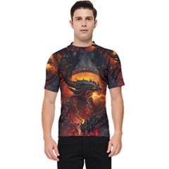 Dragon Art Fire Digital Fantasy Men s Short Sleeve Rash Guard by Bedest