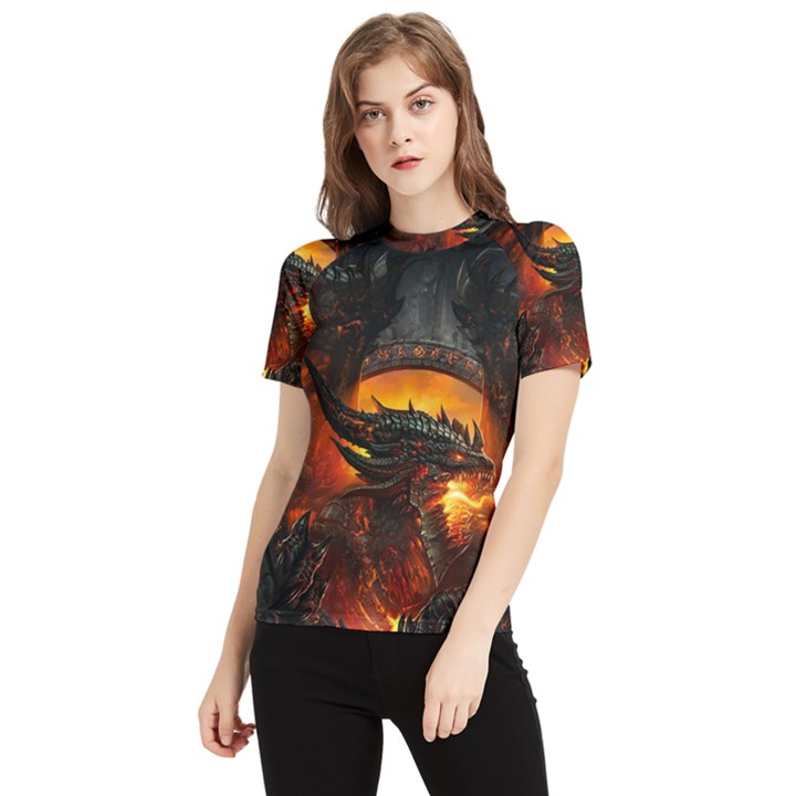 Dragon Art Fire Digital Fantasy Women s Short Sleeve Rash Guard