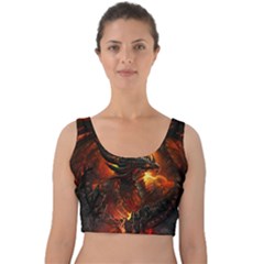 Dragon Art Fire Digital Fantasy Velvet Crop Top by Bedest