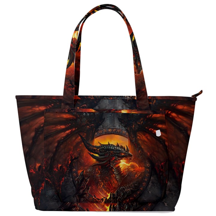 Dragon Art Fire Digital Fantasy Back Pocket Shoulder Bag 