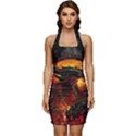 Dragon Art Fire Digital Fantasy Sleeveless Wide Square Neckline Ruched Bodycon Dress View1