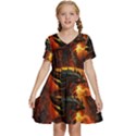 Dragon Art Fire Digital Fantasy Kids  Short Sleeve Tiered Mini Dress View1