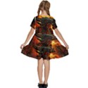 Dragon Art Fire Digital Fantasy Kids  Short Sleeve Tiered Mini Dress View4