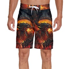 Dragon Art Fire Digital Fantasy Men s Beach Shorts