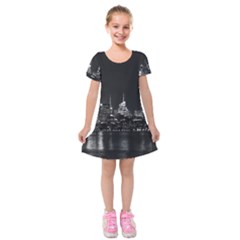 New York Skyline Kids  Short Sleeve Velvet Dress by Bedest