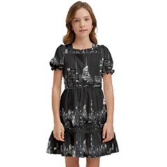 New York Skyline Kids  Puff Sleeved Dress by Bedest