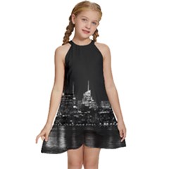 New York Skyline Kids  Halter Collar Waist Tie Chiffon Dress by Bedest