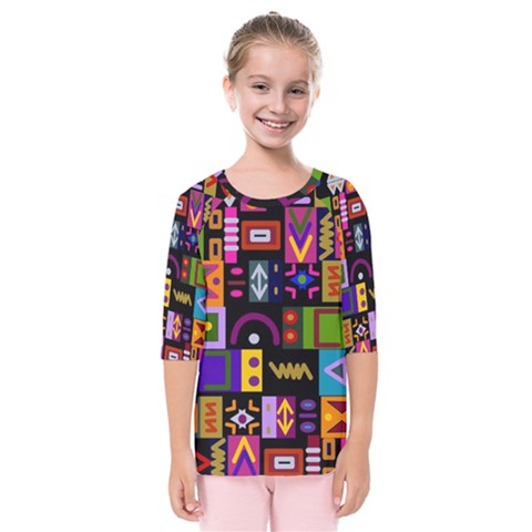 Abstract A Colorful Modern Illustration--- Kids  Quarter Sleeve Raglan T-shirt by Bedest