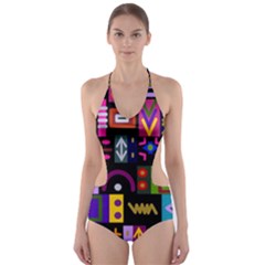 Abstract A Colorful Modern Illustration--- Cut-out One Piece Swimsuit by Bedest