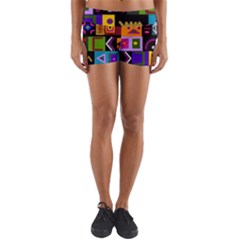 Abstract A Colorful Modern Illustration--- Yoga Shorts by Bedest