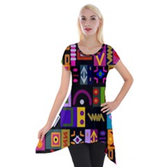 Abstract A Colorful Modern Illustration--- Short Sleeve Side Drop Tunic by Bedest