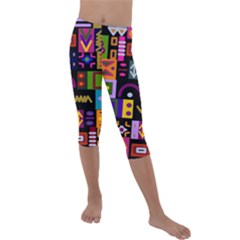 Abstract A Colorful Modern Illustration--- Kids  Lightweight Velour Capri Leggings  by Bedest