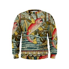 Fish Underwater Cubism Mosaic Kids  Sweatshirt by Bedest