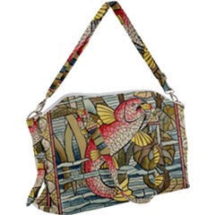 Fish Underwater Cubism Mosaic Canvas Crossbody Bag by Bedest