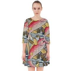 Fish Underwater Cubism Mosaic Smock Dress by Bedest