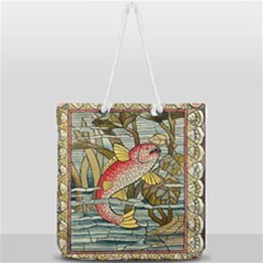 Fish Underwater Cubism Mosaic Full Print Rope Handle Tote (large) by Bedest