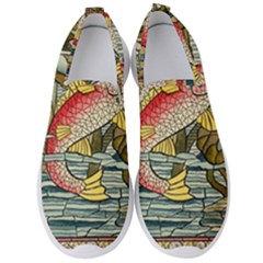 Fish Underwater Cubism Mosaic Men s Slip On Sneakers by Bedest