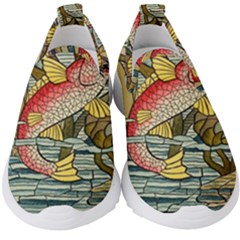 Fish Underwater Cubism Mosaic Kids  Slip On Sneakers by Bedest