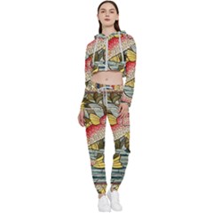 Fish Underwater Cubism Mosaic Cropped Zip Up Lounge Set by Bedest