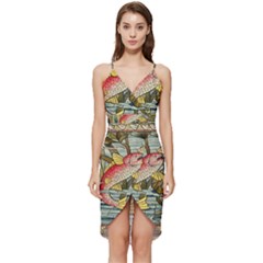 Fish Underwater Cubism Mosaic Wrap Frill Dress by Bedest