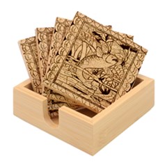 Fish Underwater Cubism Mosaic Bamboo Coaster Set by Bedest