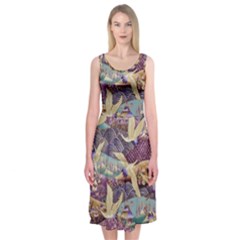 Textile-fabric-cloth-pattern Midi Sleeveless Dress