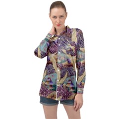 Textile-fabric-cloth-pattern Long Sleeve Satin Shirt