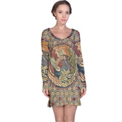 Wings-feathers-cubism-mosaic Long Sleeve Nightdress