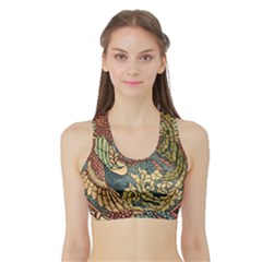 Wings-feathers-cubism-mosaic Sports Bra With Border by Bedest