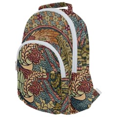 Wings-feathers-cubism-mosaic Rounded Multi Pocket Backpack by Bedest