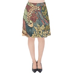 Wings-feathers-cubism-mosaic Velvet High Waist Skirt by Bedest