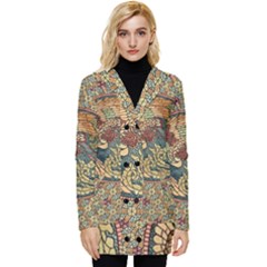 Wings-feathers-cubism-mosaic Button Up Hooded Coat  by Bedest