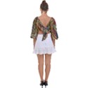 Wings-feathers-cubism-mosaic Tie Back Butterfly Sleeve Chiffon Top View2